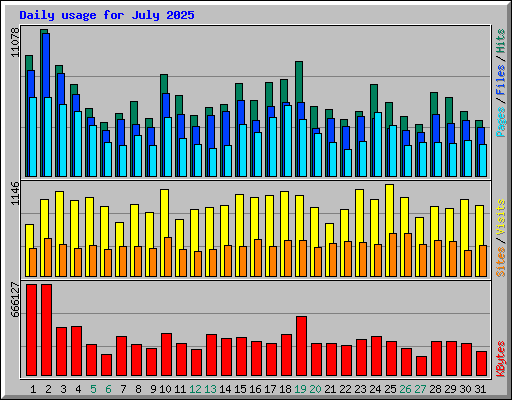 Daily usage for July 2025
